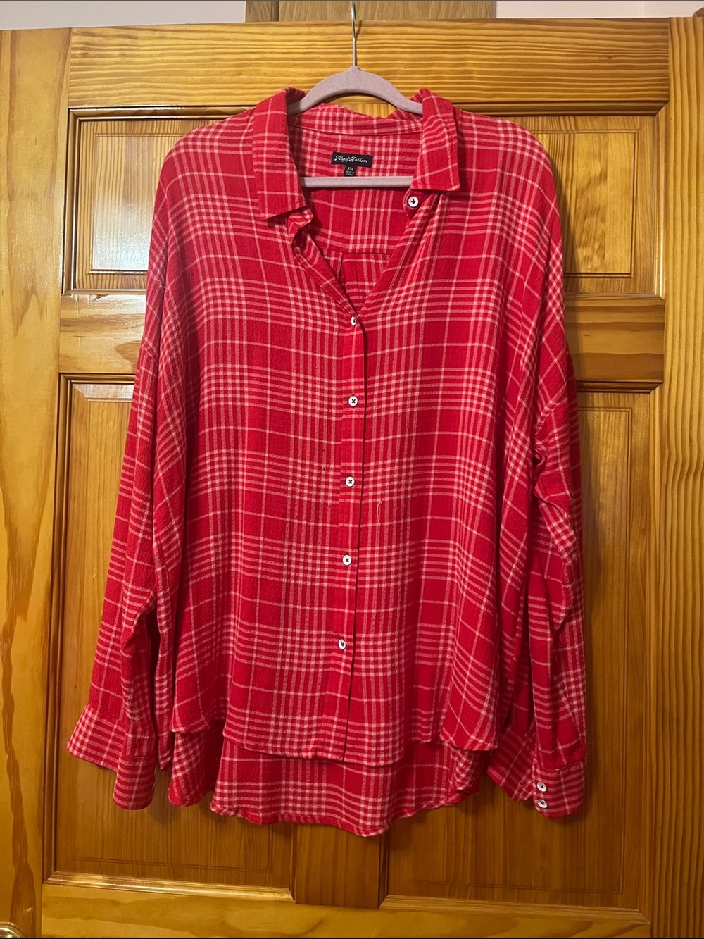 Market & Spruce Red Plaid Relaxed Button-Down Shirt